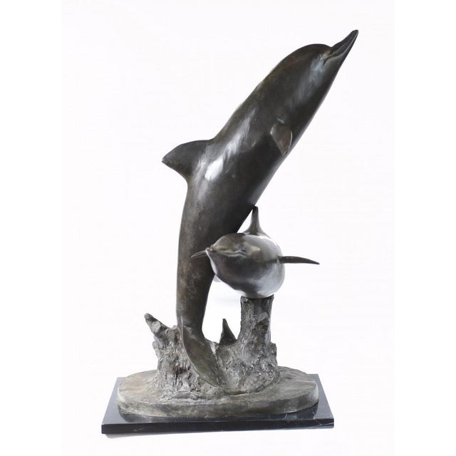 Vintage Bronze Dolphin Statue For Sale - Image 12 of 14