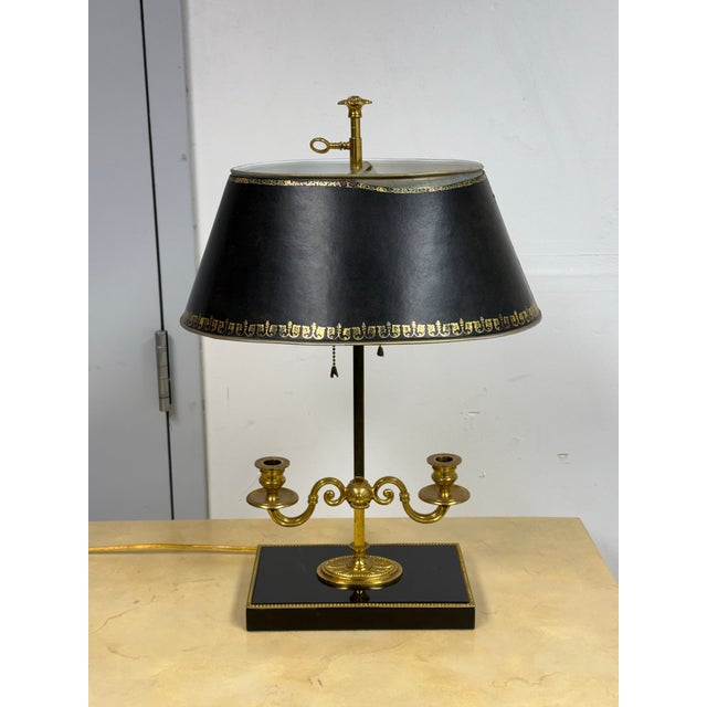Traditional Vintage Brunschwig & Fils Alphonse Empire Bouillotte Desk Lamp For Sale - Image 3 of 12