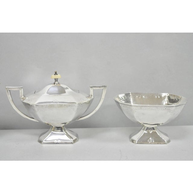 Antique English Art Deco Silver Plated Tea Service Set by Bscep (5329) - 4 PCS For Sale - Image 4 of 15