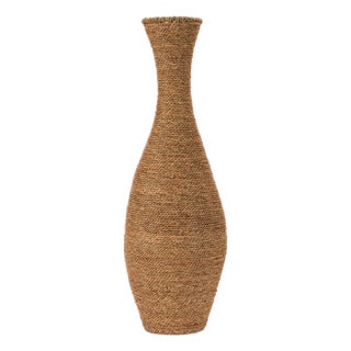 Woven Seagrass Floor Vase 34.5"H For Sale