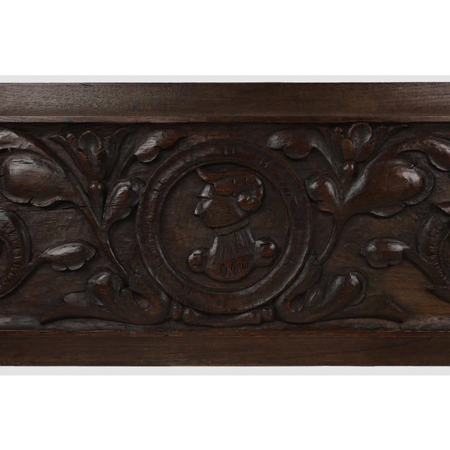 Rustic 17th Century Gothic Sculpted Oak Panel, Belgium For Sale - Image 3 of 11