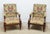 Pair of Ralph Lauren Arm Chairs. Store item #548. They feature brass castors and wood frame.