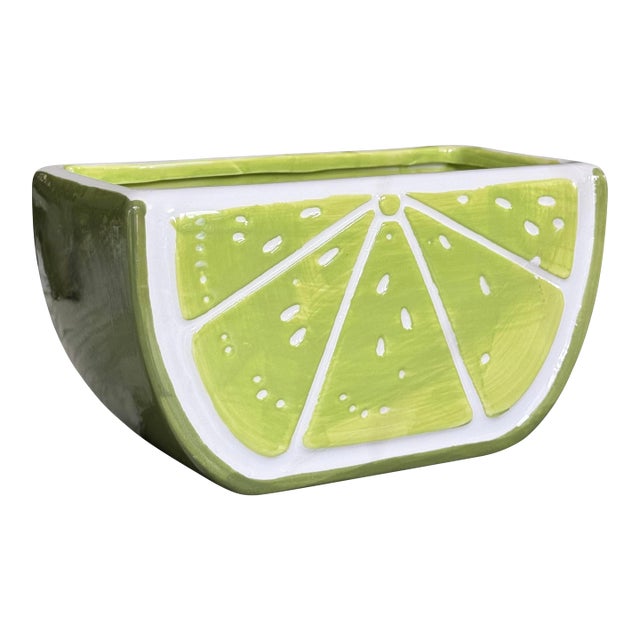 Vintage Lime Motif Vase or Napkin Holder For Sale