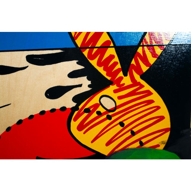 Yellow Daze Chris Ellis Bulldog Coney Island Signed Graffiti St Art Portrait on Wood For Sale - Image 8 of 13