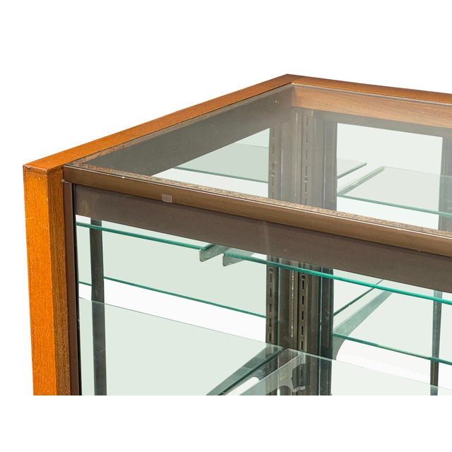 Vintage Glass Top Shelves Storage Display Showcase Cabinet For Sale - Image 16 of 17