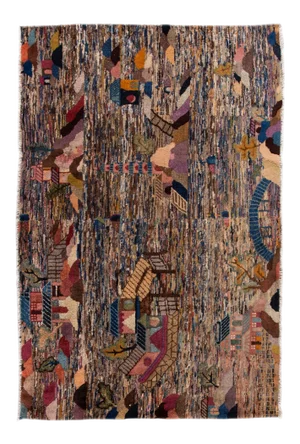 Midcentury Pictorial Chinese Handmade Wool Rug