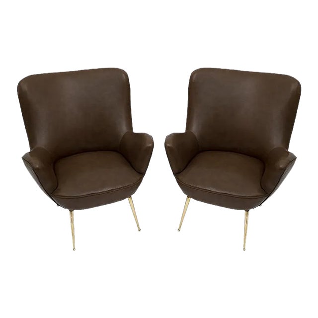 Set of Mid-Century Modern Italian Armchairs, 1950s For Sale