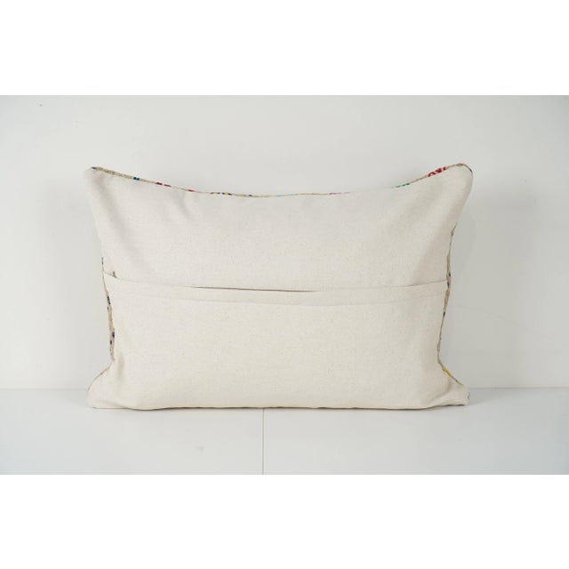 Lumbar Cicim Pillow Cover -Wool Turkish Jajim Cushion 16'' X 24'' For Sale - Image 4 of 4