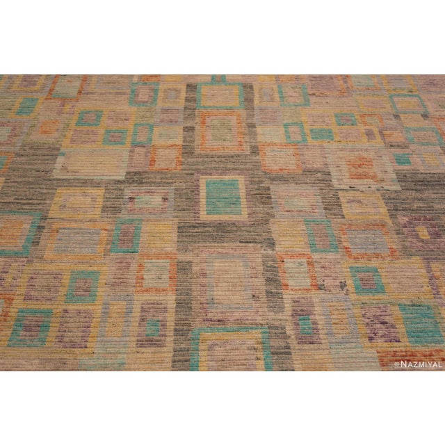 Large Soft Jewel Tone Color Mid Century Modern Geometric Modern Rug For Sale - Image 4 of 8