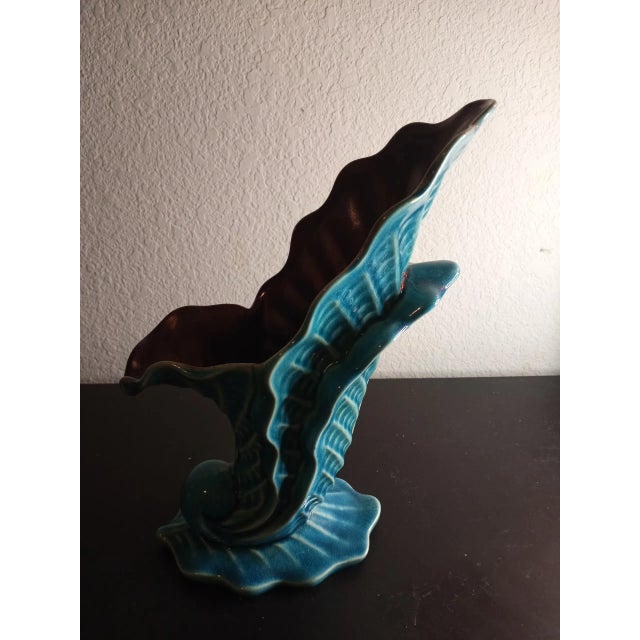 This is a Red Wing USA Blue Ceramic Cornucopia 11" Vase. Procured at auction BOX 15