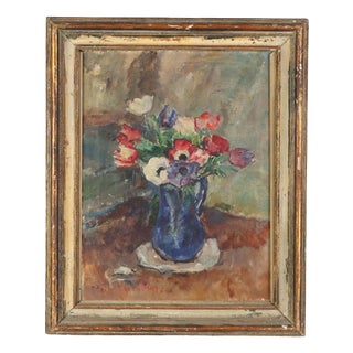 Carlo Cherubini, Anemones, Oil on Canvas For Sale