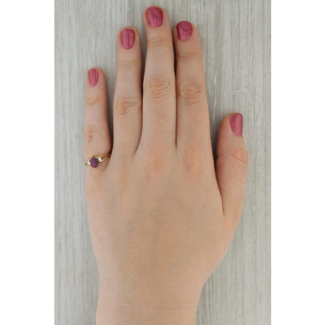 Red 1.35ctw Pear Ruby Diamond Ring 14k Yellow Gold Size 6.5 For Sale - Image 8 of 8