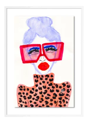 Colorful Girl by Kendra Dandy in White Framed Paper, Medium Art Print