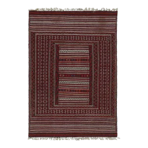1950s Vintage Baluch Tribal Kilim in Red With Geometric Patterns, From Rug & Kilim