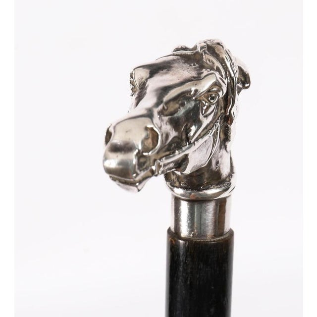 Antique Silver Novelty Horse Head Walking Cane Stick, 1800s For Sale - Image 4 of 7
