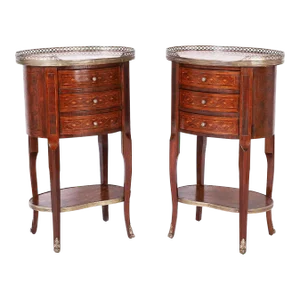 Antique Pair of French Marble Top Stands or Tables