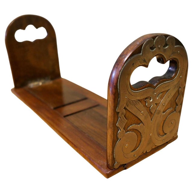 Brown Art Nouveau Pierced Brass Folding Book Slide, 1890s For Sale - Image 8 of 8