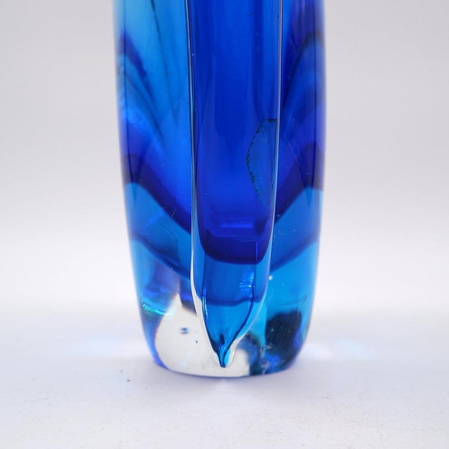 Glass Oval Glass Vase from Murano Glass Sommerso For Sale - Image 7 of 13