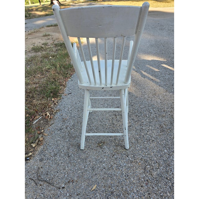 Early 20th Century Antique Early American Country Style Spindle Back Youth Chair With Historical Painted Patina For Sale - Image 5 of 5