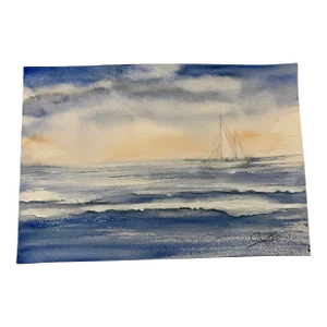 "The Sailor" Contemporary Signed Original Seascape Mixed-Media Painting