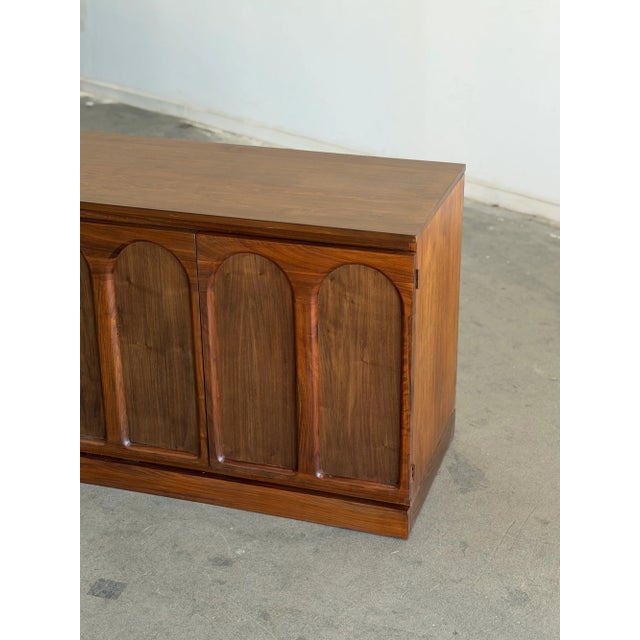 Wood 1960s Reworked Arched Walnut Credenza For Sale - Image 7 of 15
