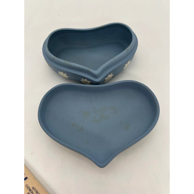 Ceramic Vintage Wedgewood Jasperware Blue Heart Shaped Box For Sale - Image 7 of 12