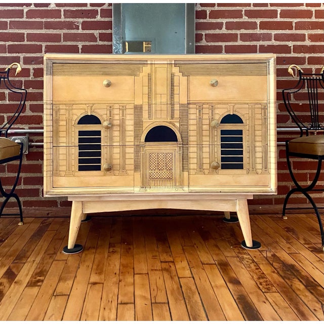 Mid 20th Century Piero Fornasetti Style Architectural Detail Bureau For Sale - Image 12 of 12