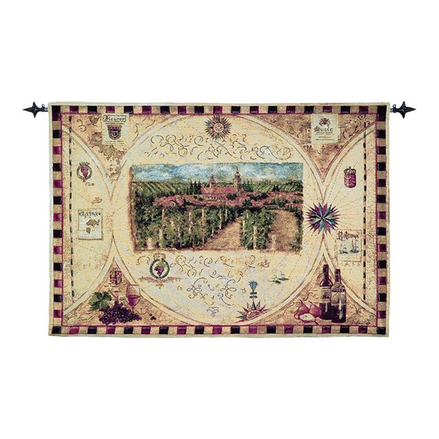 Hilltop Winery Loom Woven Tapestry - 92 X 132 Cm (3'0" X 4'4") - Requires Rod Size 3 For Sale