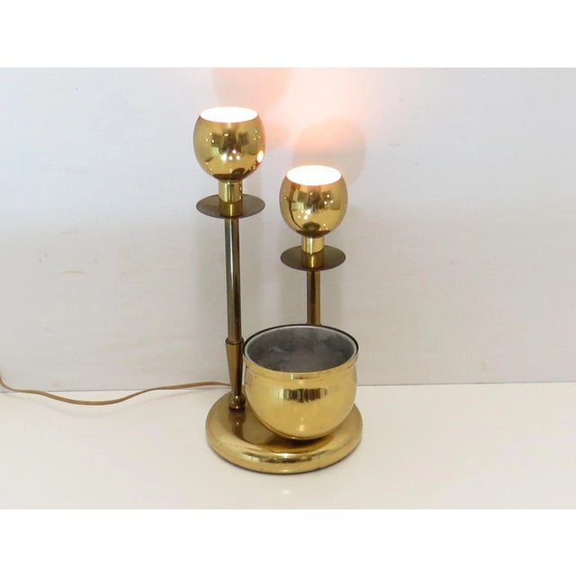 Vintage Brass Double Sphere Globe With Planter Lamp For Sale - Image 4 of 8