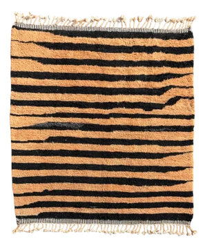 Moroccan Rug with Black and Orange Stripes, 1990s