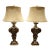 1970s Italian Baroque Style Hand Carved Wood Lamps Silk Shades - a Pair For Sale
