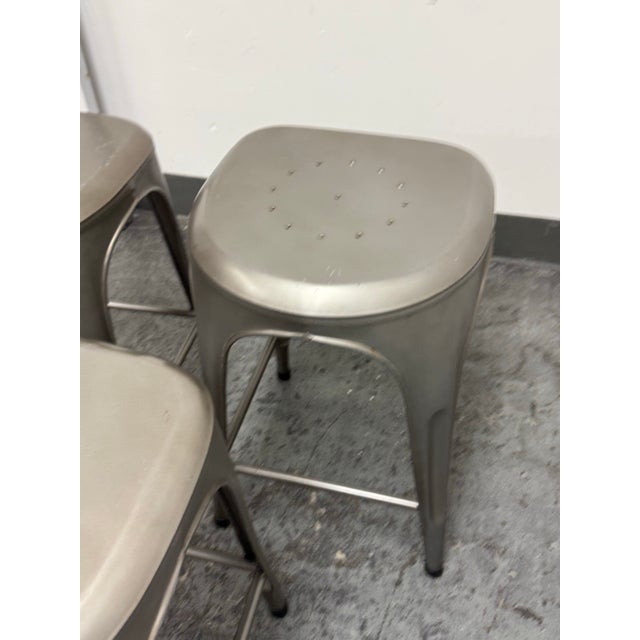 Industrial Restoration Hardware Remy Backless Counter Stools, Set of Three For Sale - Image 3 of 12