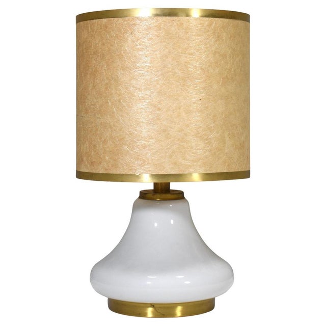 Large Italian Table Lamp in Opaline Glass and Brass, 1970s For Sale - Image 12 of 12