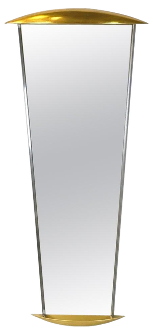 Modern Italian Full-Length Wall Mirror in Gold Wood and Metal, 1980s