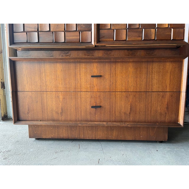 Wood 1970s Tobago Brutalist Walnut Armoire / Wardrobe Cabinet For Sale - Image 7 of 14