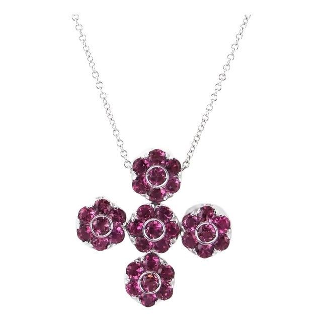 Pasquale Bruni 5.76ct Pink Tourmaline 18k White Gold Cross Pendant Necklace For Sale