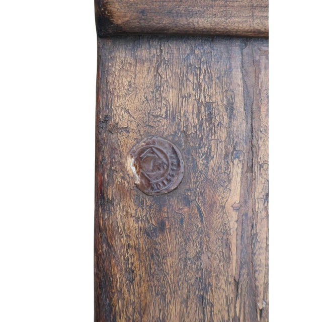 Antique Chinese Ming-Style Altar Console With Pierced Cloud-Scroll Spandrels & Oxblood Patina For Sale In Washington DC - Image 6 of 18