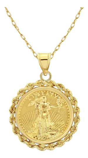 1/4OZ Lady Liberty Coin Necklace with Rope Halo