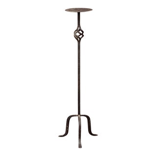 Vintage Spanish Wrought Iron Pillar Candle Stand For Sale