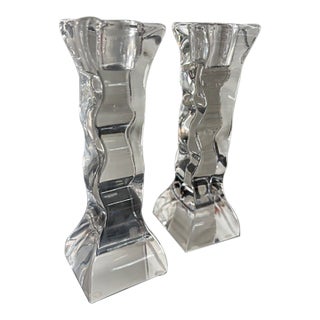Orrefors Crystal Cruise Candlesticks - Set of 2 For Sale