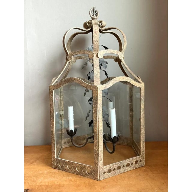 Vintage Iron and Glass Ivy Lantern For Sale - Image 11 of 12