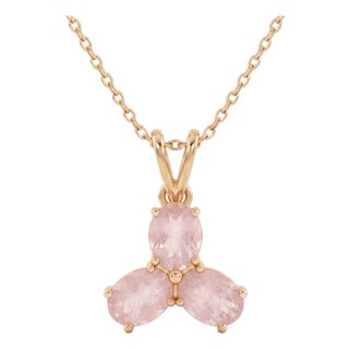 Rose Quartz Pendant Necklace | Pink Gemstone Floral Necklace | Dainty Romantic Minimalist Pendant For Sale