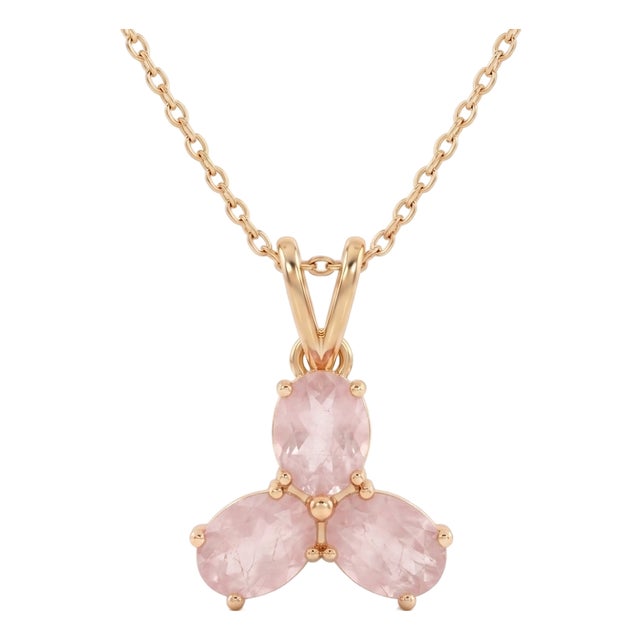 Rose Quartz Pendant Necklace | Pink Gemstone Floral Necklace | Dainty Romantic Minimalist Pendant For Sale