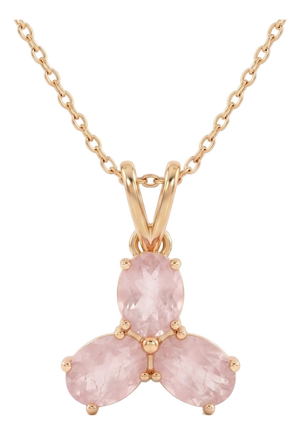 Rose Quartz Pendant Necklace | Pink Gemstone Floral Necklace | Dainty Romantic Minimalist Pendant
