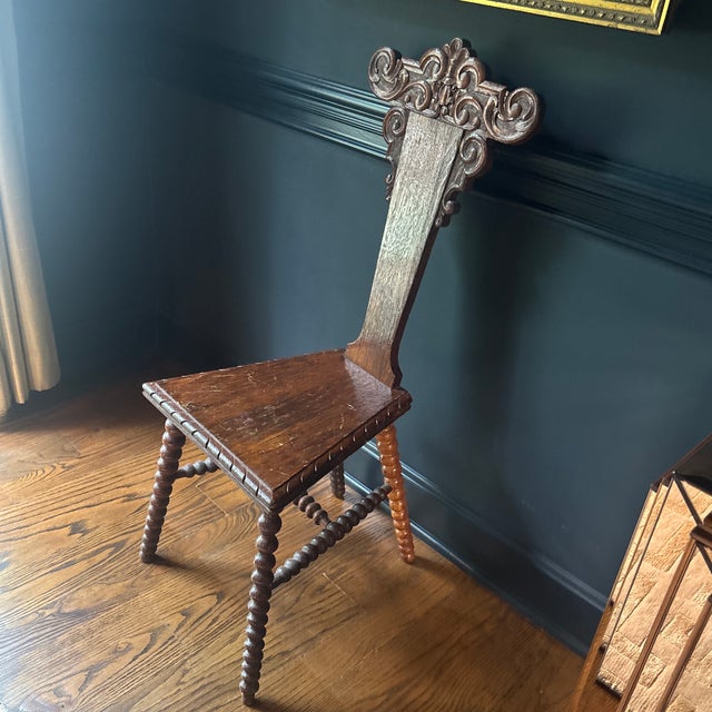 18th Century Antique Carved Hall Chair For Sale In Kansas City - Image 6 of 9