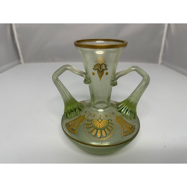 Early 20th Century Fritz Heckert Art Glass Vase, Enameled Egyptian Revival Decor For Sale - Image 5 of 10