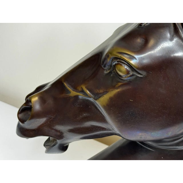 Chocolate Mid-Century Italian Expressive Bronze Horse Head Sculpture C1950 After Raffaello Romanelli For Sale - Image 8 of 16