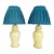 Midcentury Striped Ceramic Ginger Jar Lamps & Shades - a Pair For Sale