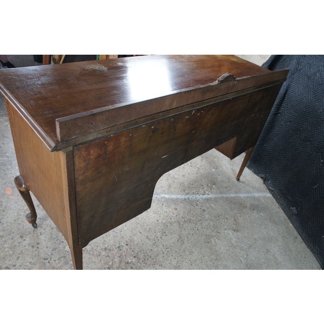 Antique French Country Queen Anne Style Mahogany Burl Buffet Sideboard Server For Sale - Image 15 of 18