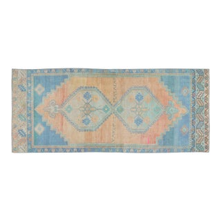 1960s Vintage Anatolian Oushak Handmade Hand Knotted Runner Rug With Natural Colors,3'5"x8'5" For Sale